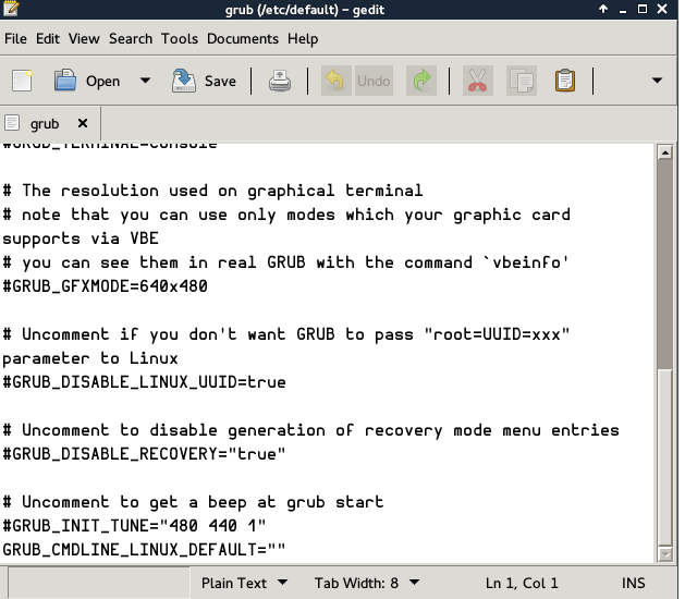 Grub cmdline linux default